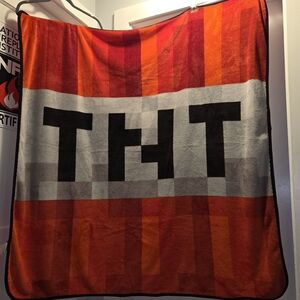 Minecraft TNT Block Plush Throw Blanket - Red, Orange, Gray, Black